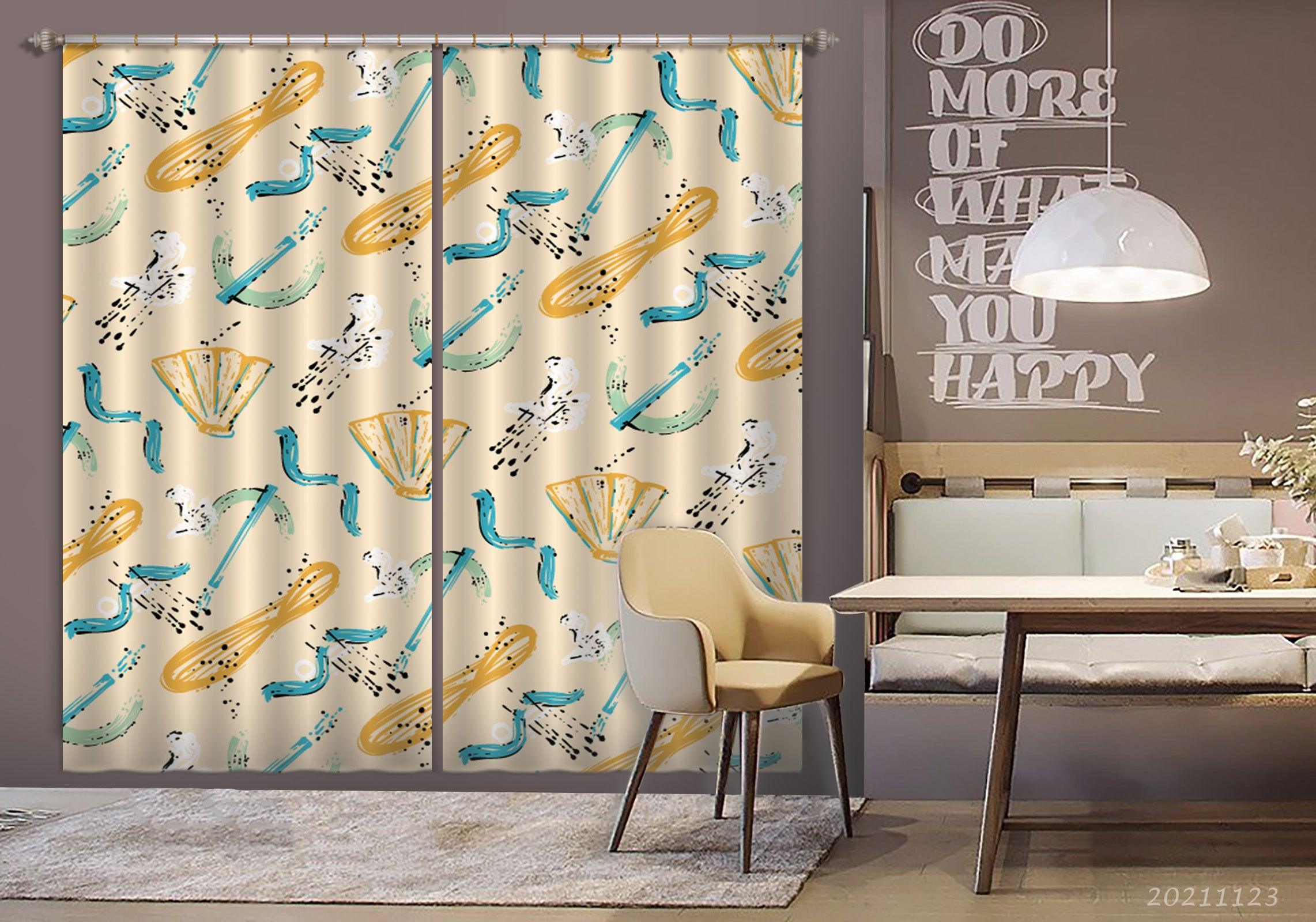 3D Abstract Color Geometry Curtains and Drapes LQH 10- Jess Art Decoration