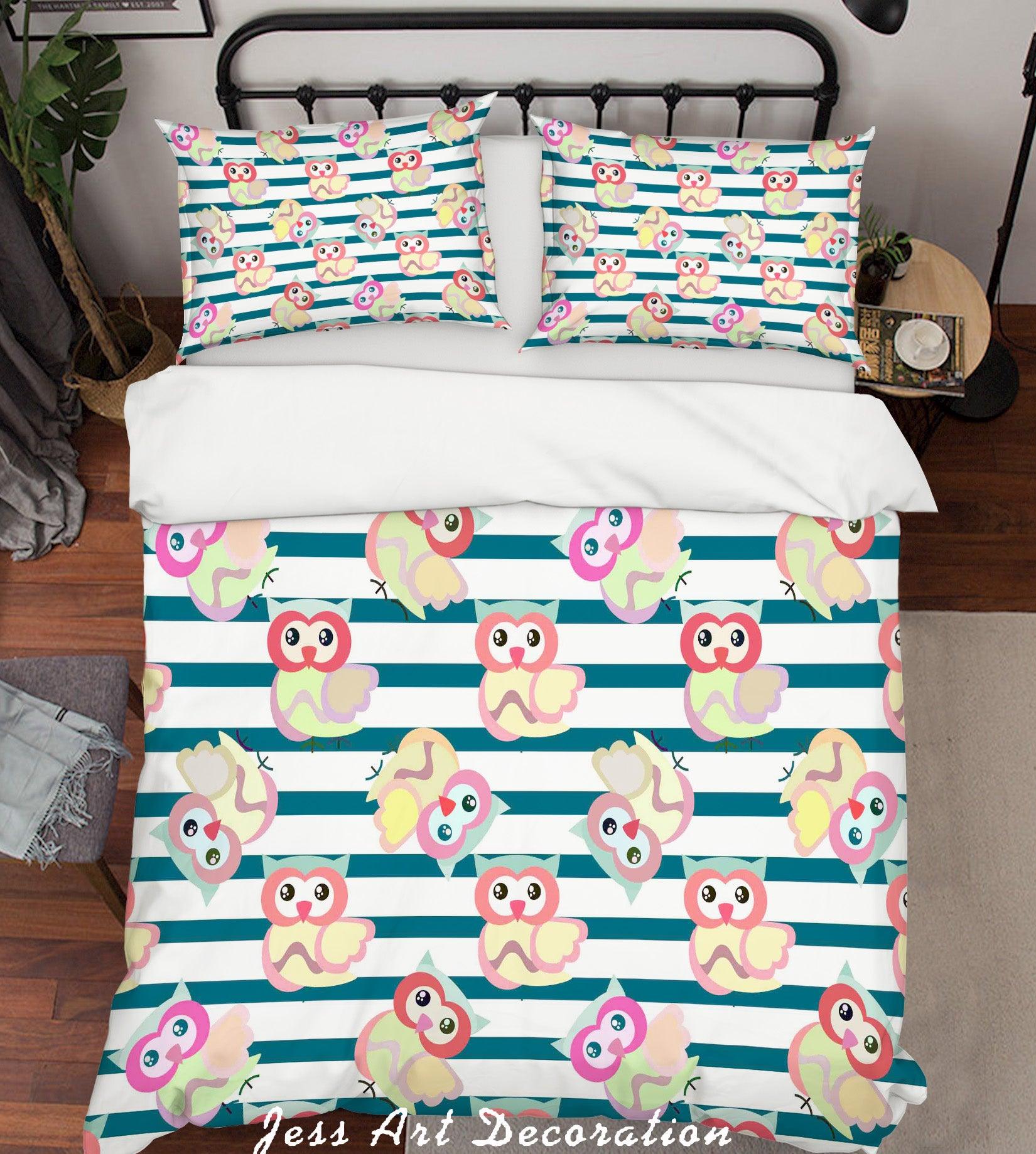 3D Cartoon Owl Quilt Cover Set Bedding Set Pillowcases 49- Jess Art Decoration