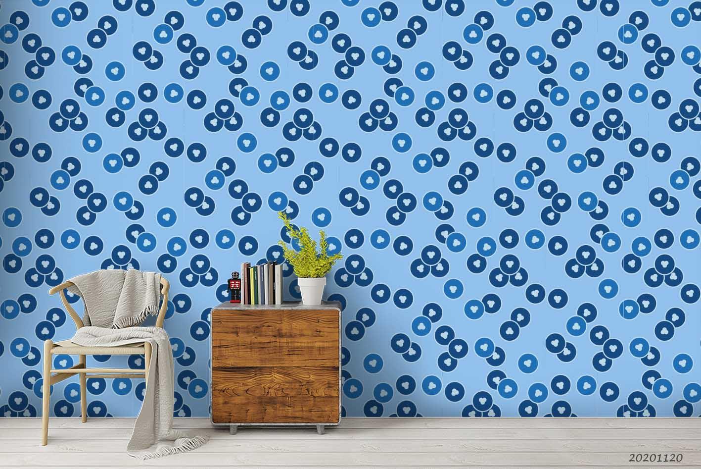 3D Oriental Japanese Style Blue Circle Wall Mural Wallpaper LQH 274- Jess Art Decoration