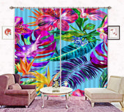 3D Abstract Colorful Leaf Floral Watercolor Curtains and Drapes GD 4718- Jess Art Decoration