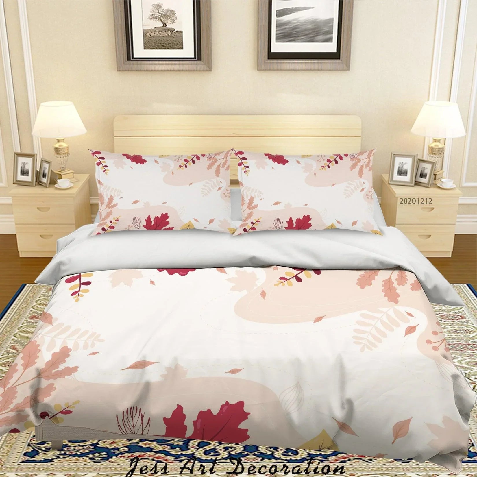 3D Hand Drawn Maple Leaves Plant Quilt Cover Set Bedding Set Duvet Cover Pillowcases LXL- Jess Art Decoration