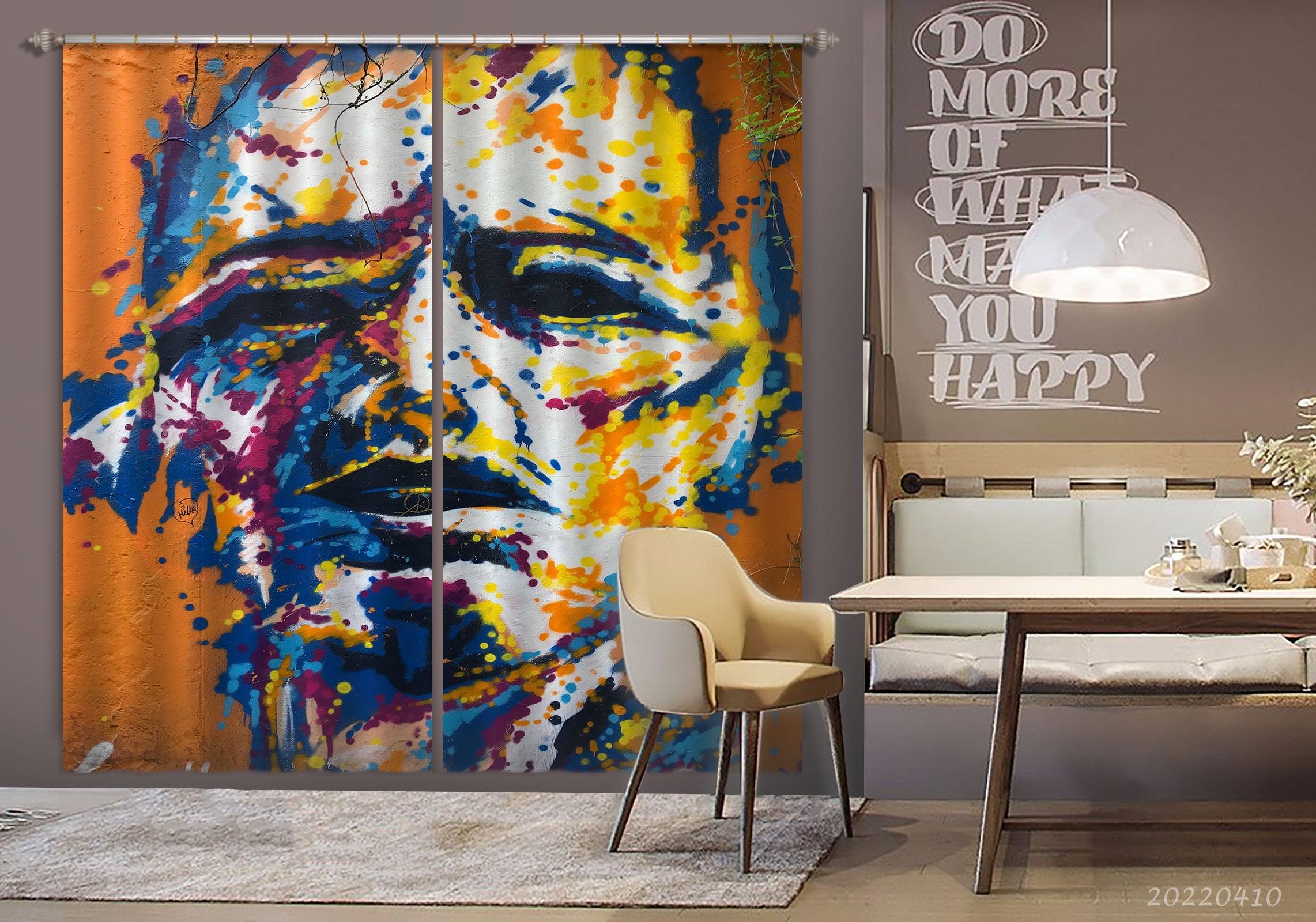 3D Abstract Artistic Graffiti Curtains and Drapes GD 3774- Jess Art Decoration