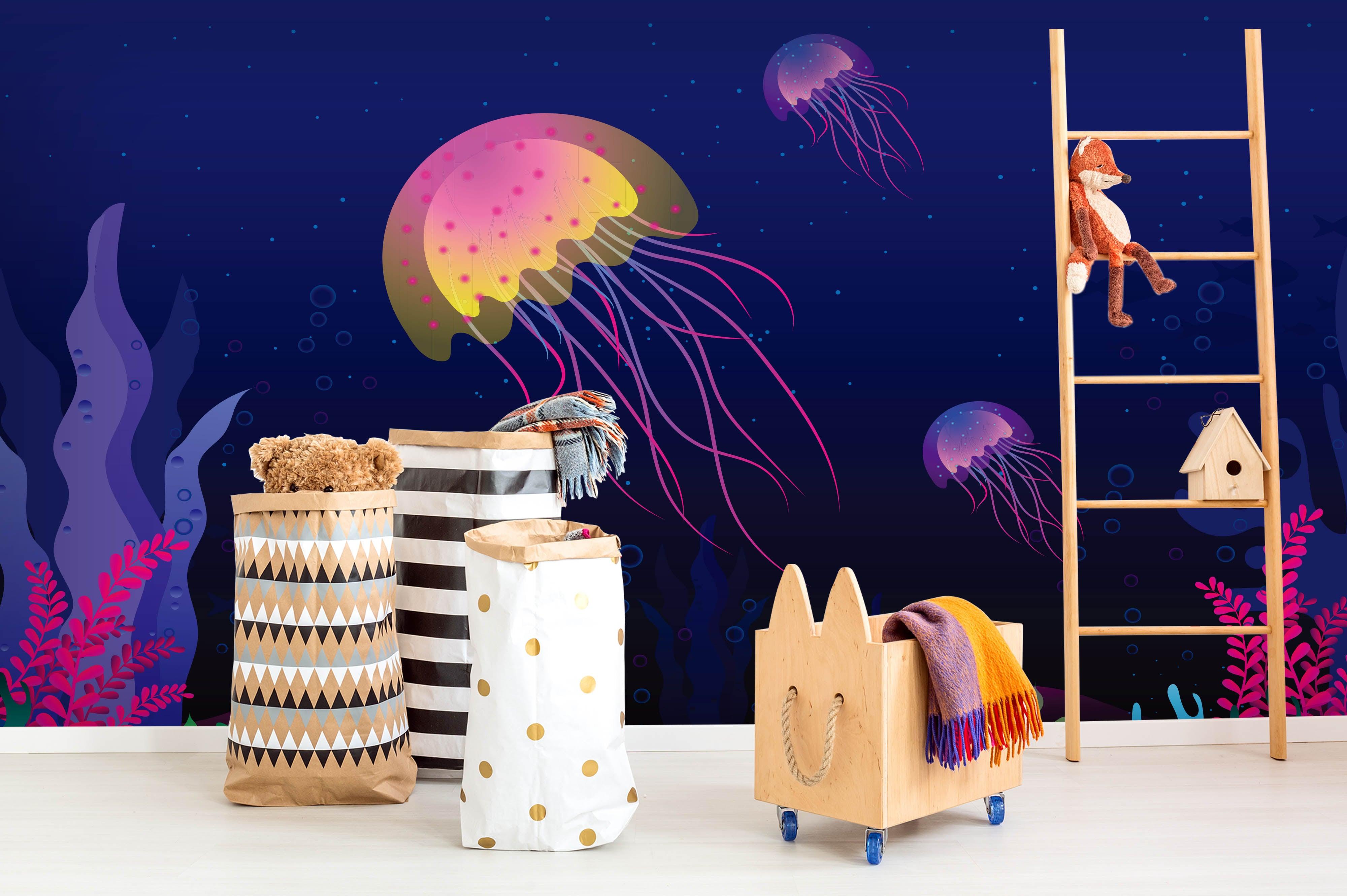 3D Jellyfish Seaweed Wall Mural Wallpaper 14- Jess Art Decoration