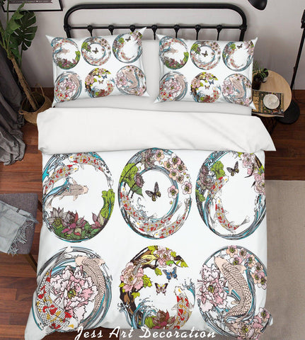 3D Floral Carp Butterfly Quilt Cover Set Bedding Set Pillowcases 49- Jess Art Decoration