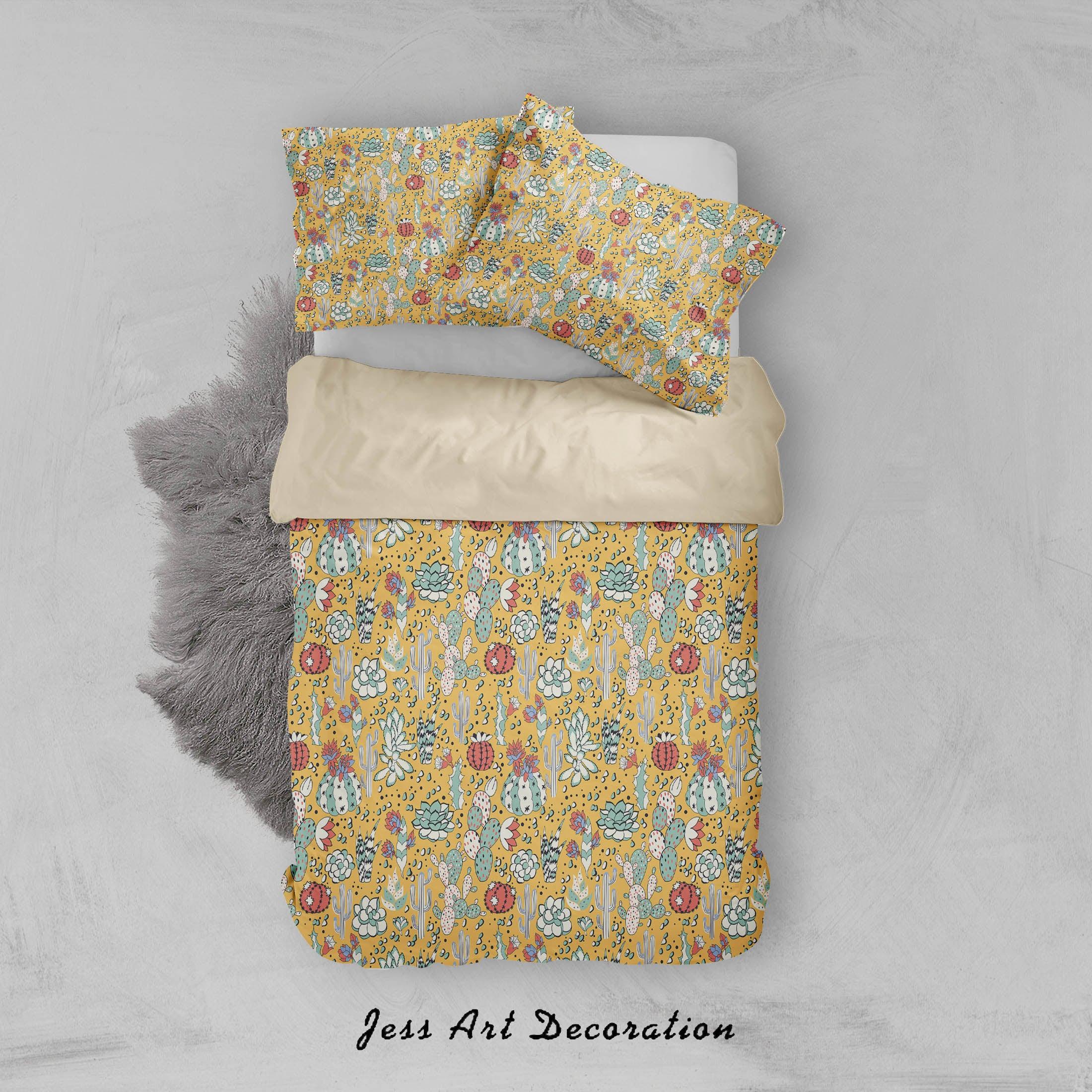 3D Yellow Succulents Cactus Quilt Cover Set Bedding Set Duvet Cover Pillowcases SF11- Jess Art Decoration