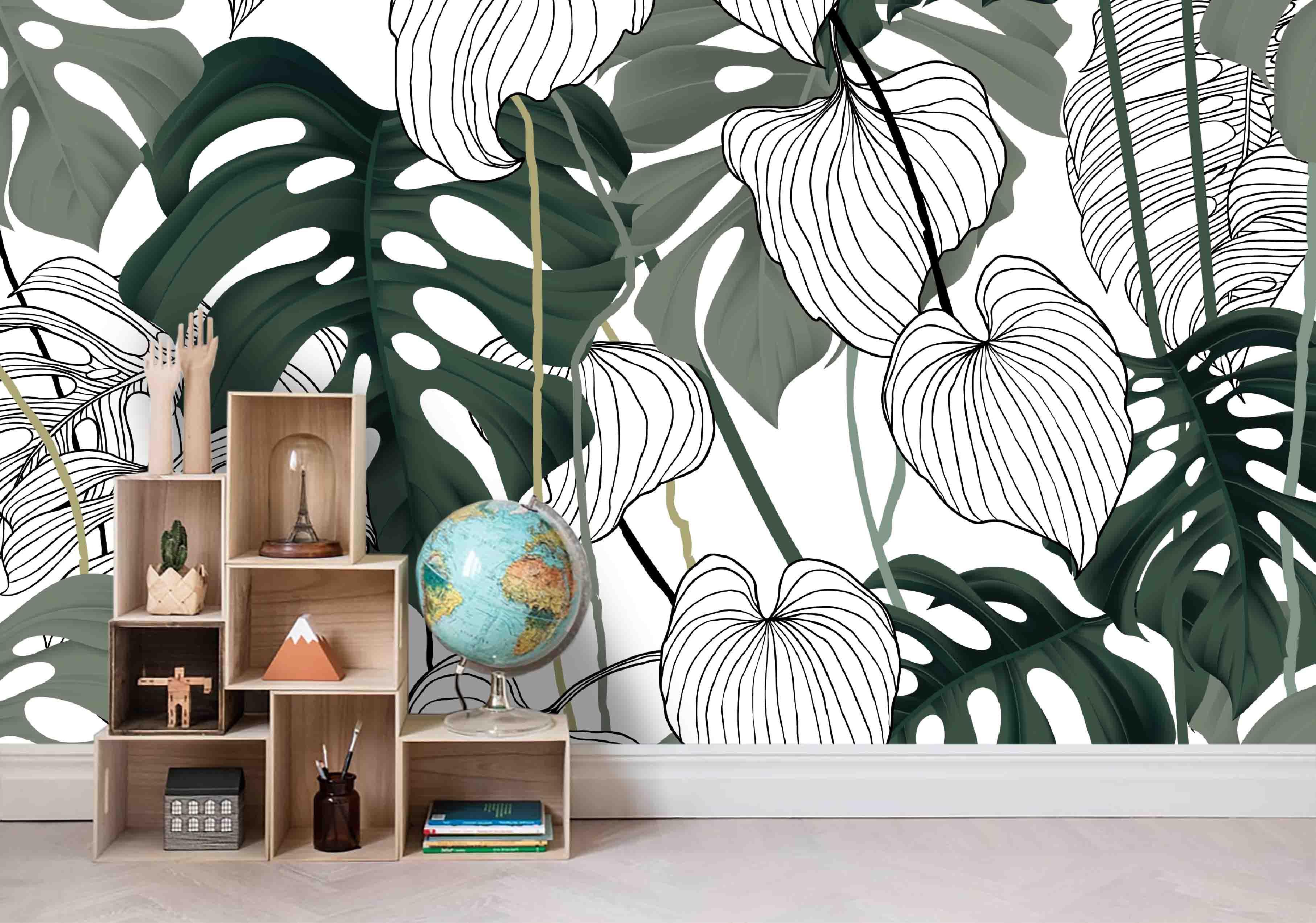 3D Tropical Green Leaves Wall Mural Wallpaper 39- Jess Art Decoration
