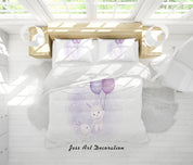 3D White Rabbit Balloon Quilt Cover Set Bedding Set Duvet Cover Pillowcases SF07- Jess Art Decoration
