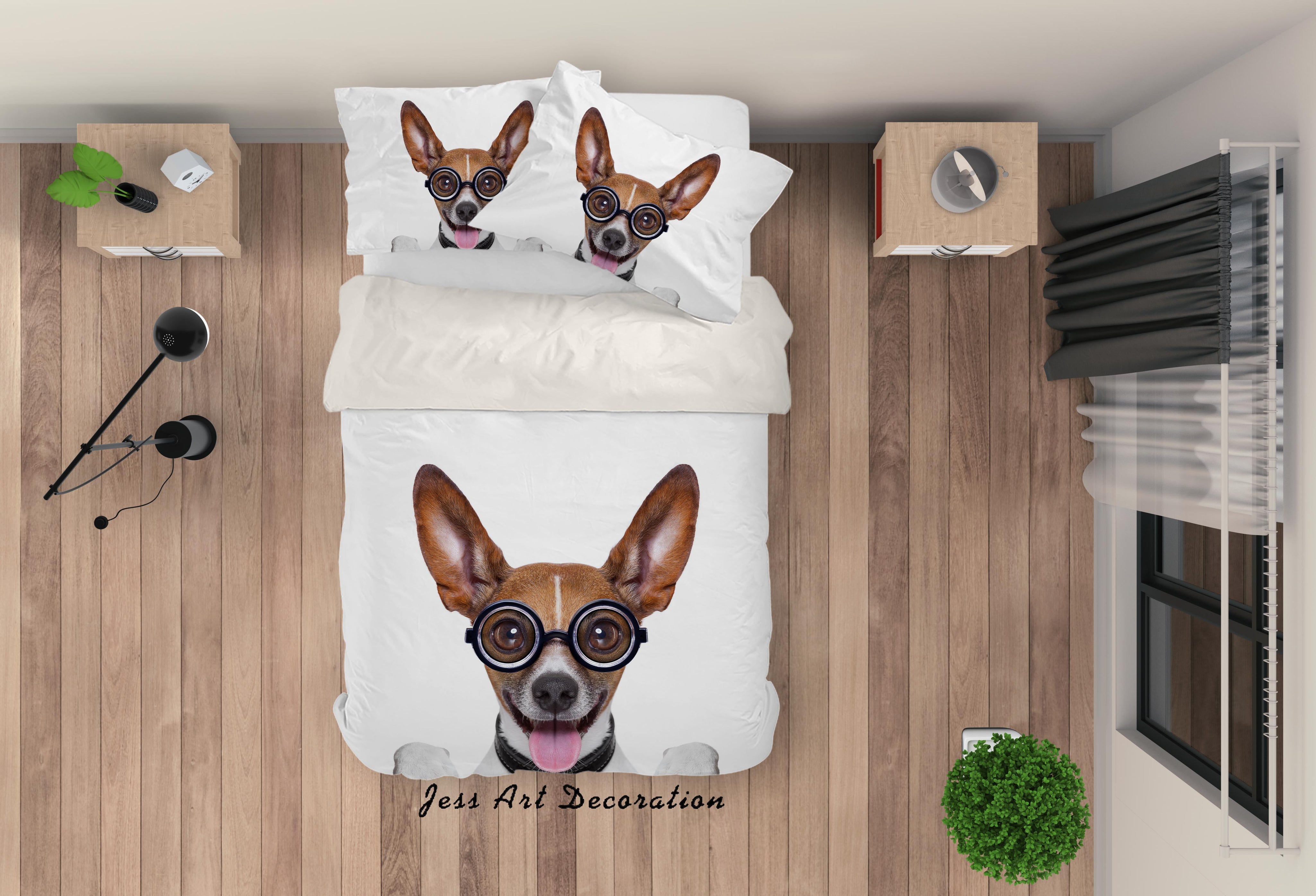 3D White Dog Quilt Cover Set Bedding Set Pillowcases 28- Jess Art Decoration