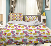 3D Abstract Hand Draw Cartoon Bird Dessert Pattern Quilt Cover Set Bedding Set Duvet Cover Pillowcases WJ 3544- Jess Art Decoration