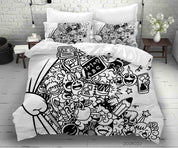 3D Cartoon Grey Monster Graffiti Quilt Cover Set Bedding Set Duvet Cover Pillowcases 46- Jess Art Decoration
