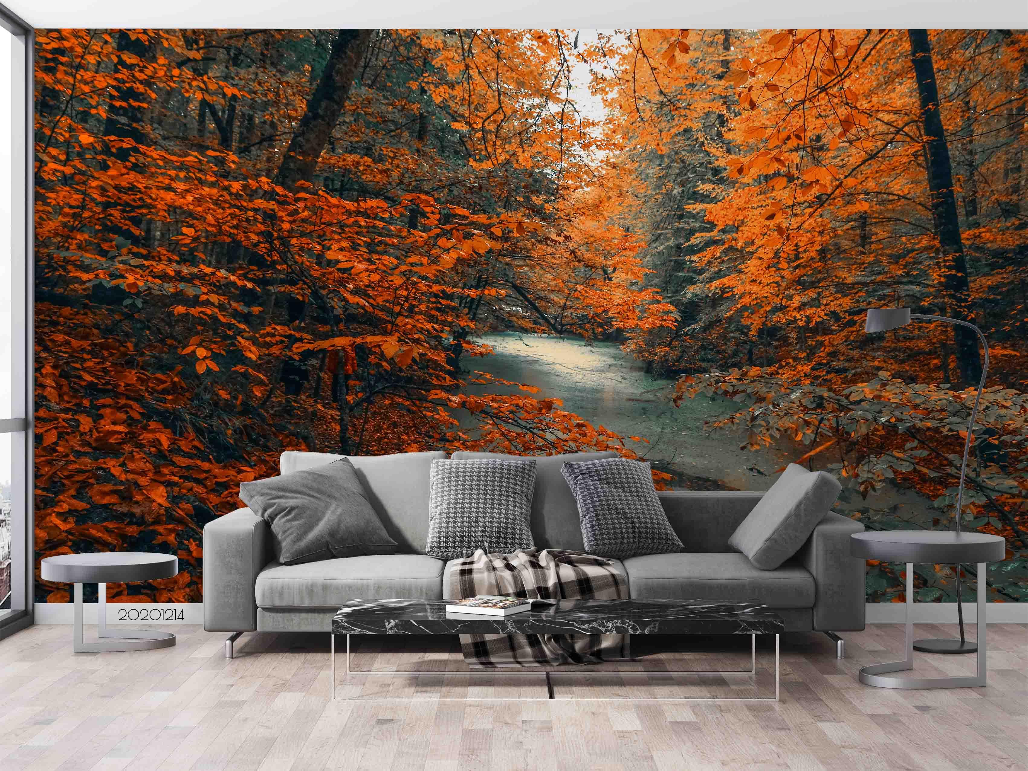 3D Landscape Autumn Maple Leaves Tree Plant Wall Mural Wallpaper LXL- Jess Art Decoration