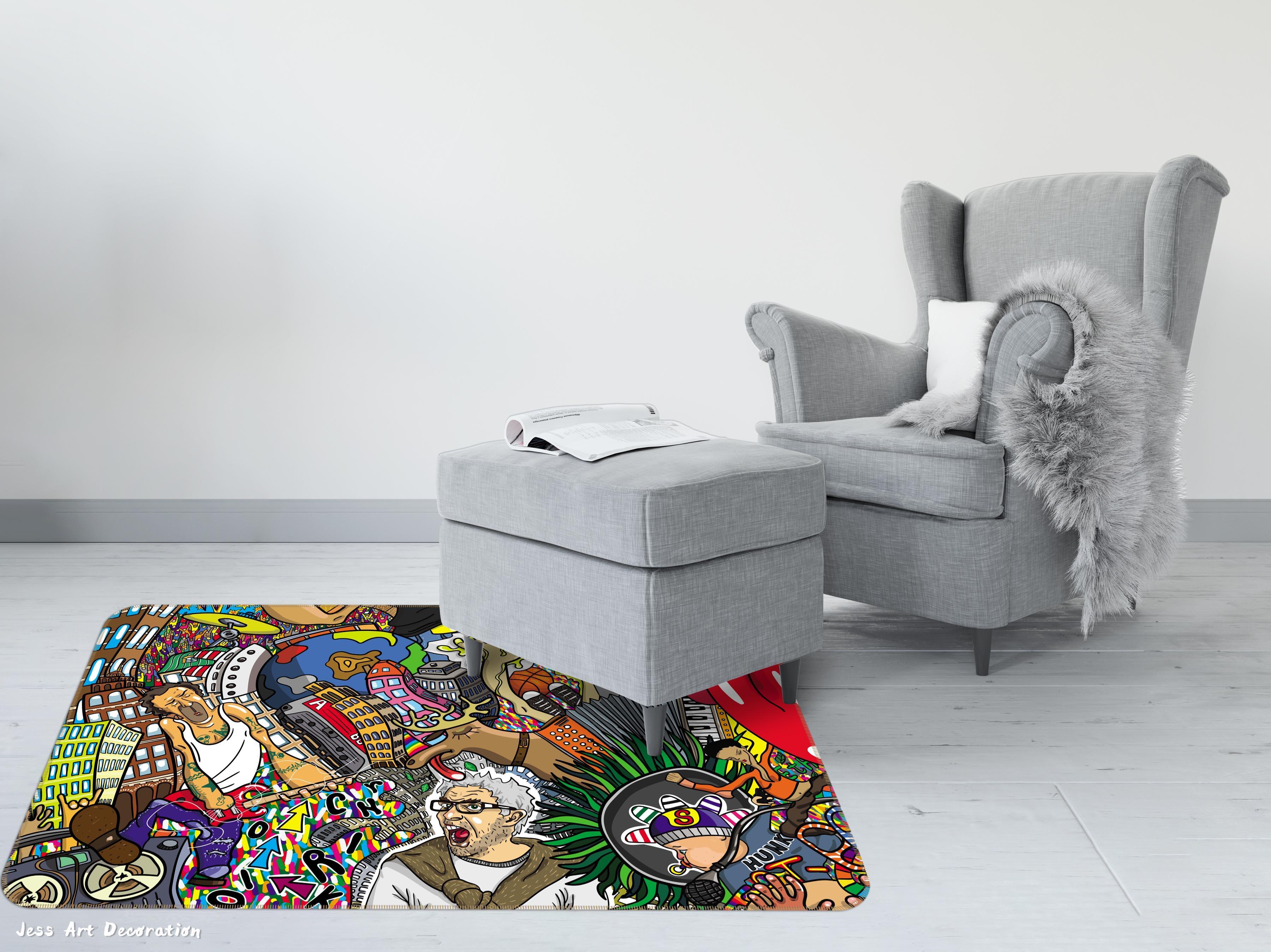 3D Abstract Color Graffiti Non-Slip Rug Mat A697 LQH- Jess Art Decoration