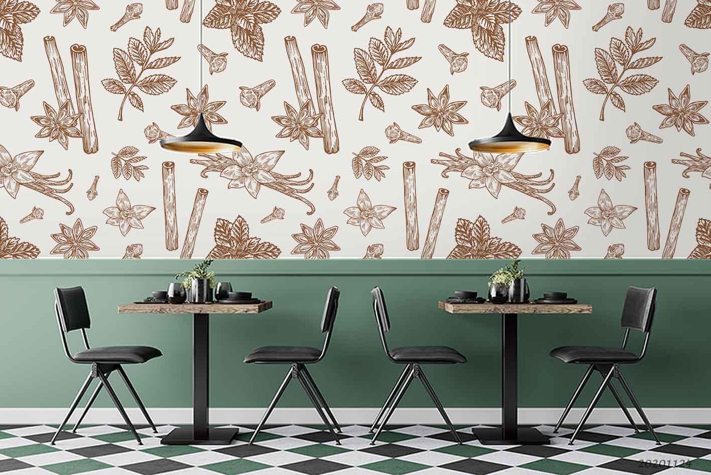 3D Hand Drawn Leaf Wall Mural Wallpaper LQH 130- Jess Art Decoration