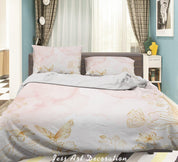 3D Watercolor Butterfly Floral Quilt Cover Set Bedding Set Duvet Cover Pillowcases 173- Jess Art Decoration