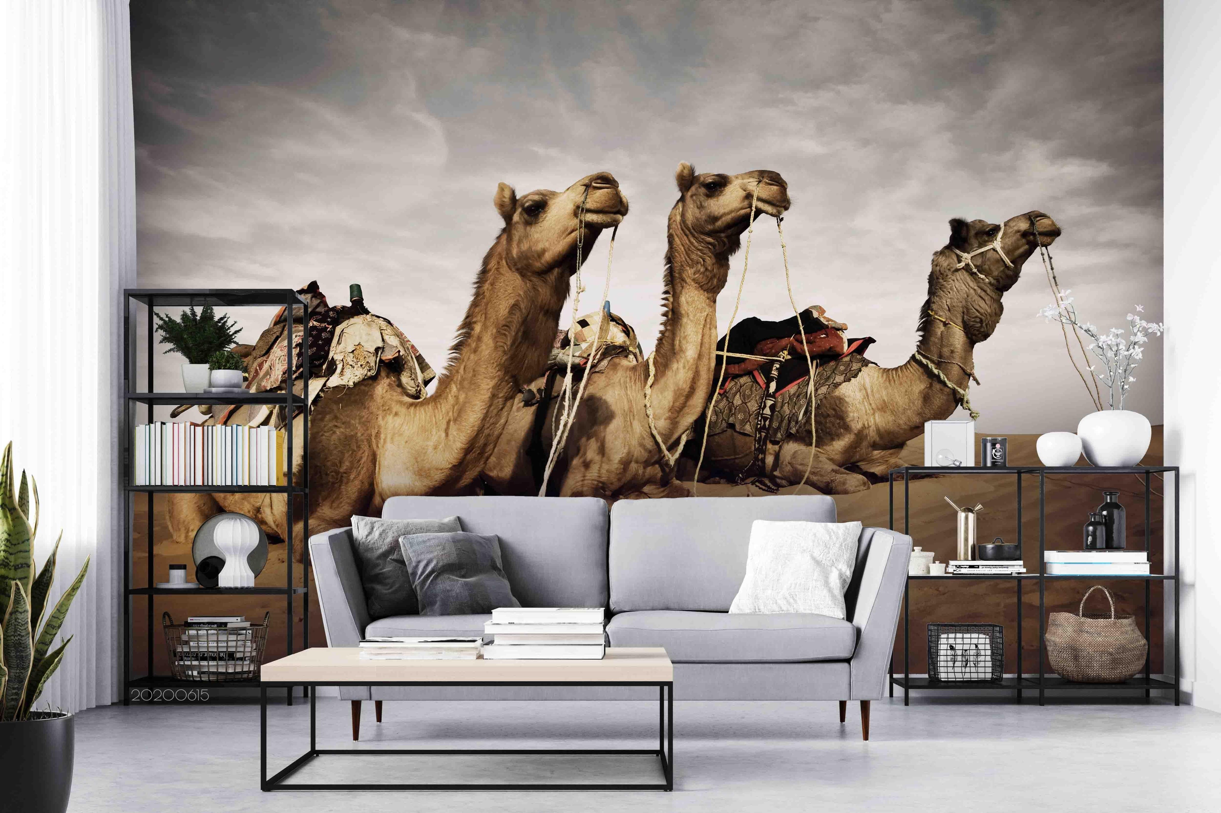 3D Desert Camel Wall Mural Wallpaper A013 LQH- Jess Art Decoration