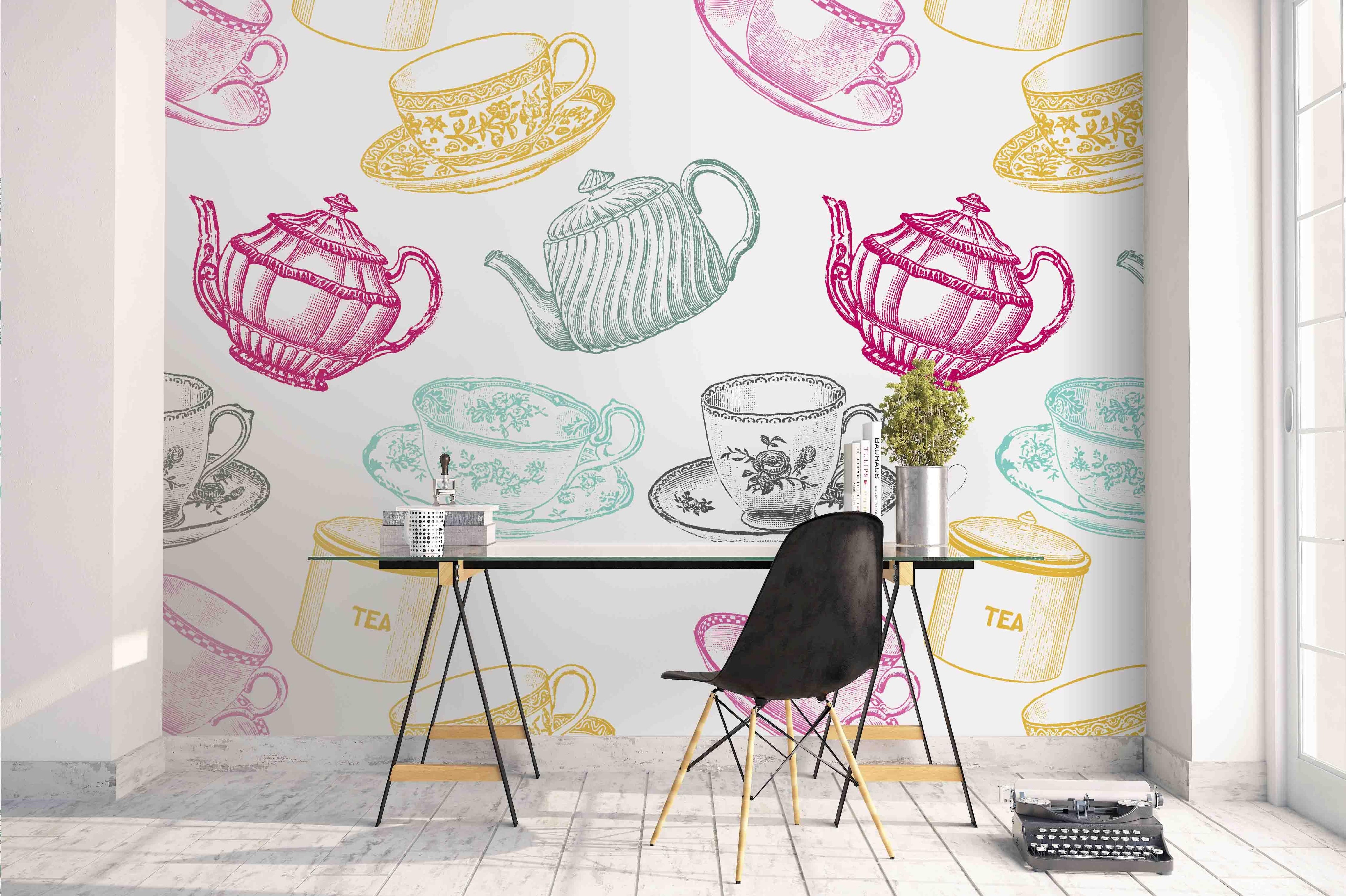 3D Colorful Tableware Pattern Wall Mural Wallpaper 2- Jess Art Decoration