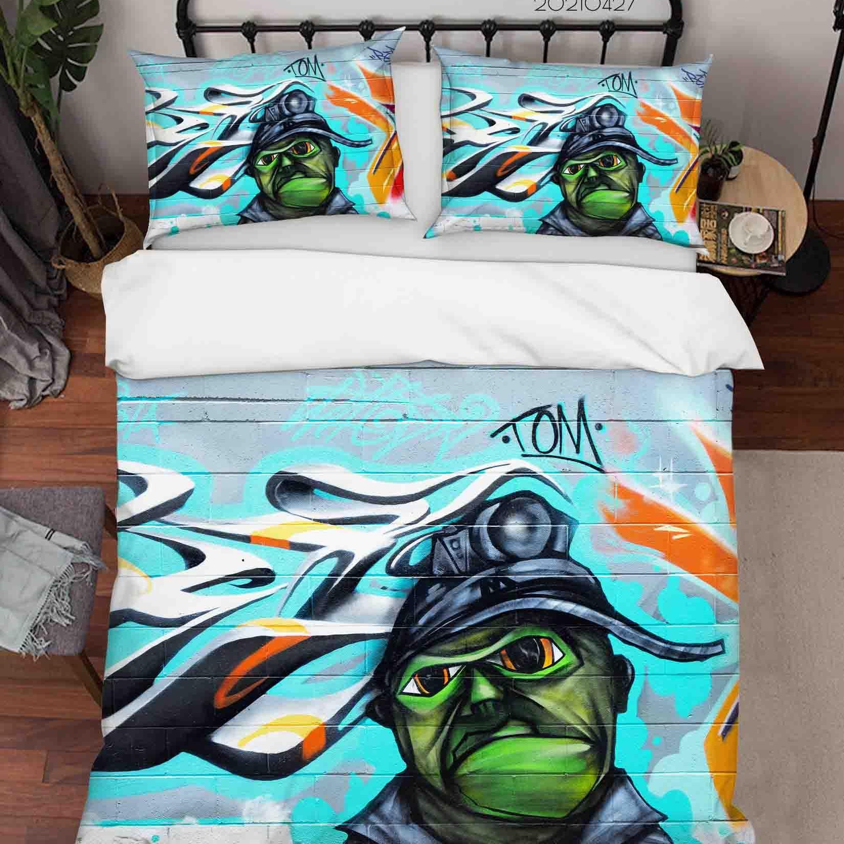 3D Abstract Colored Street Graffiti Quilt Cover Set Bedding Set Duvet Cover Pillowcases 114- Jess Art Decoration