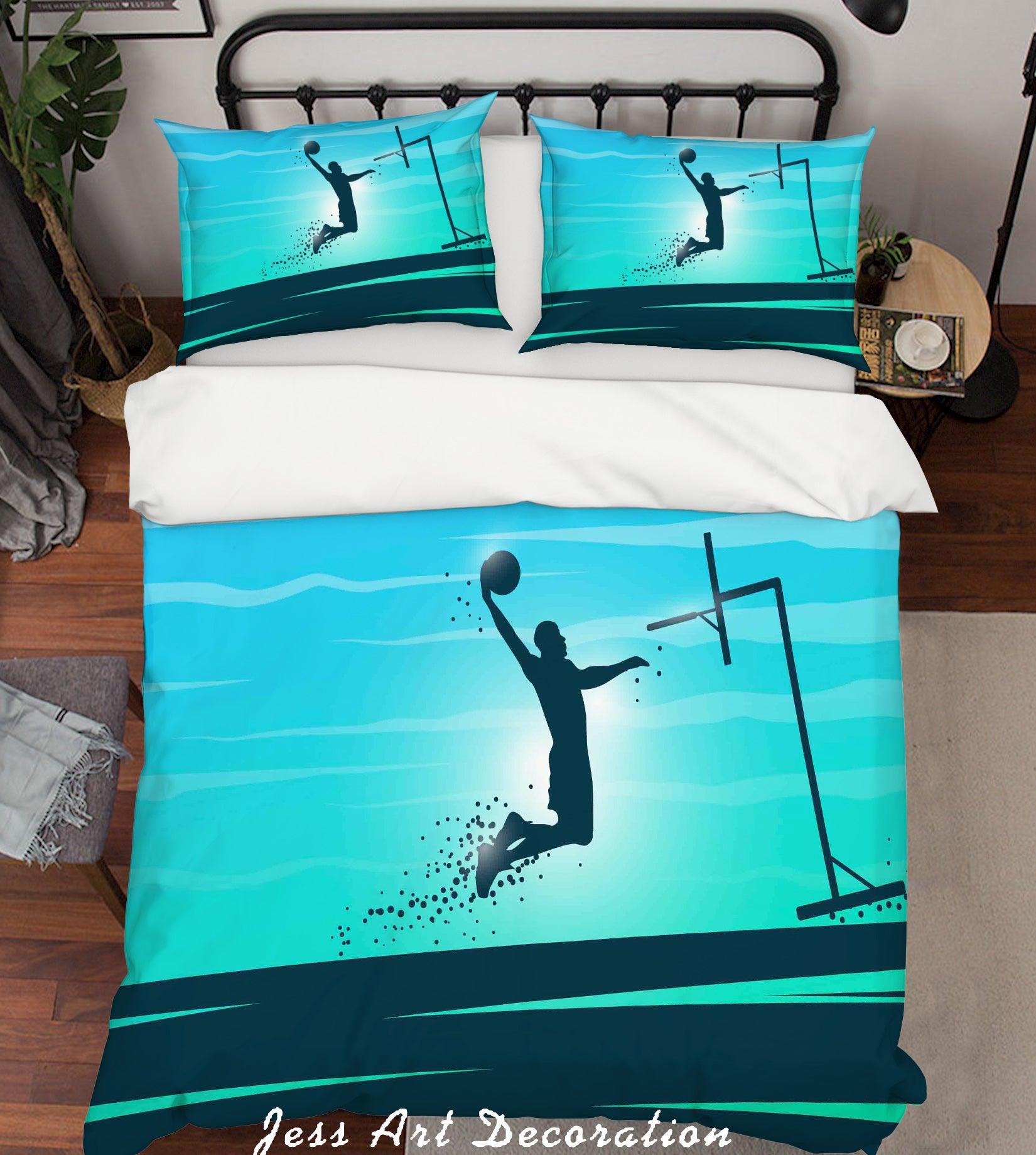 3D Blue Basketball Player Dunk Quilt Cover Set Bedding Set Pillowcases 52- Jess Art Decoration