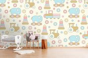 3D cartoon elephant cars wall mural wallpaper 46- Jess Art Decoration
