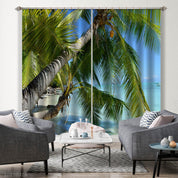 3D Coconut Tree Sea Beach Skyline Scenery Curtains and Drapes GD 3040- Jess Art Decoration