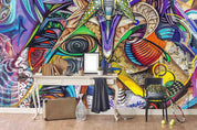 3D Abstract Colorful Graffiti Wall Mural Wallpaper 212- Jess Art Decoration