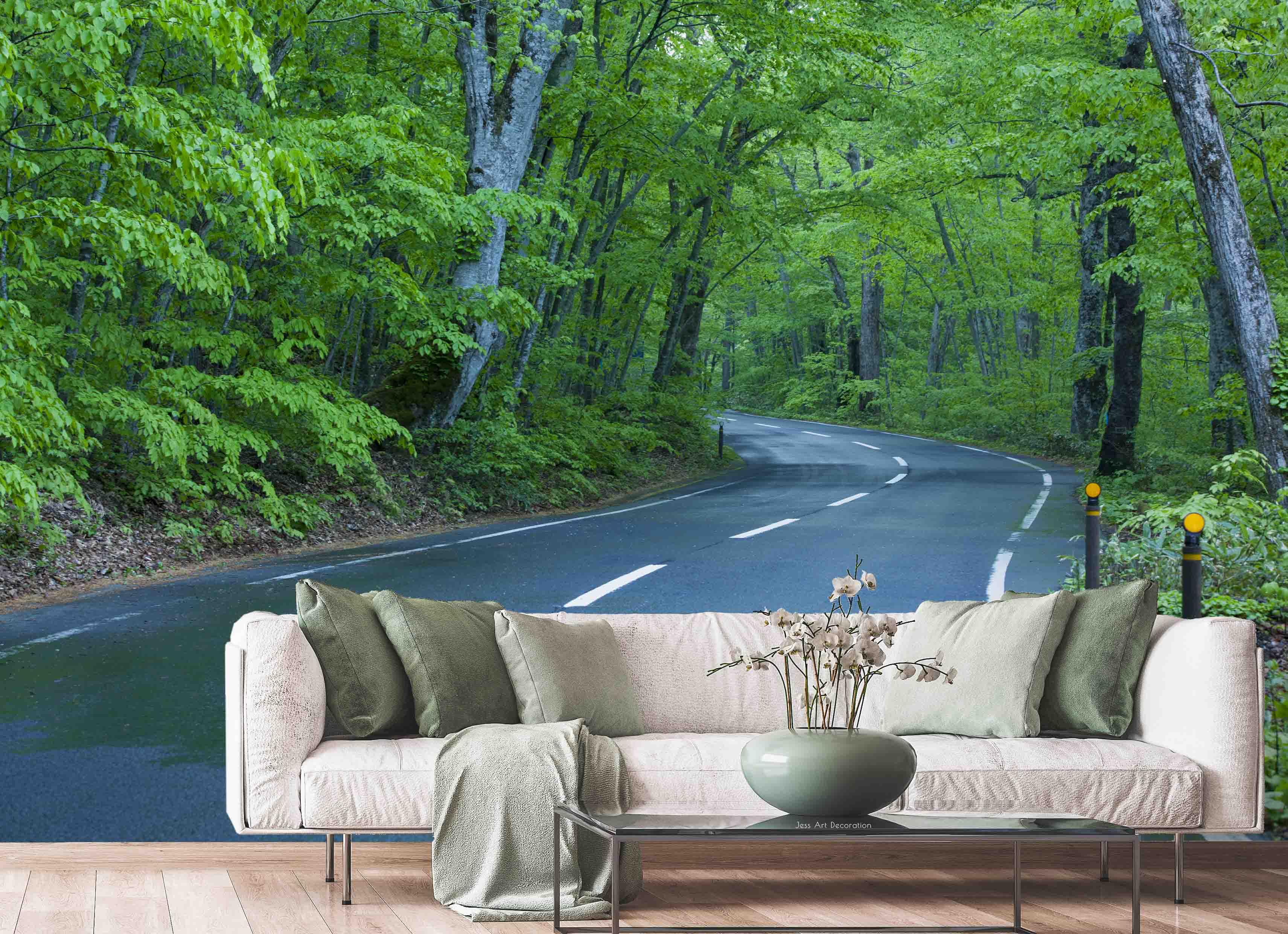 3D Plant Tree Green Asphalt Road Landscape Wall Mural Wallpaper LLL 1913- Jess Art Decoration