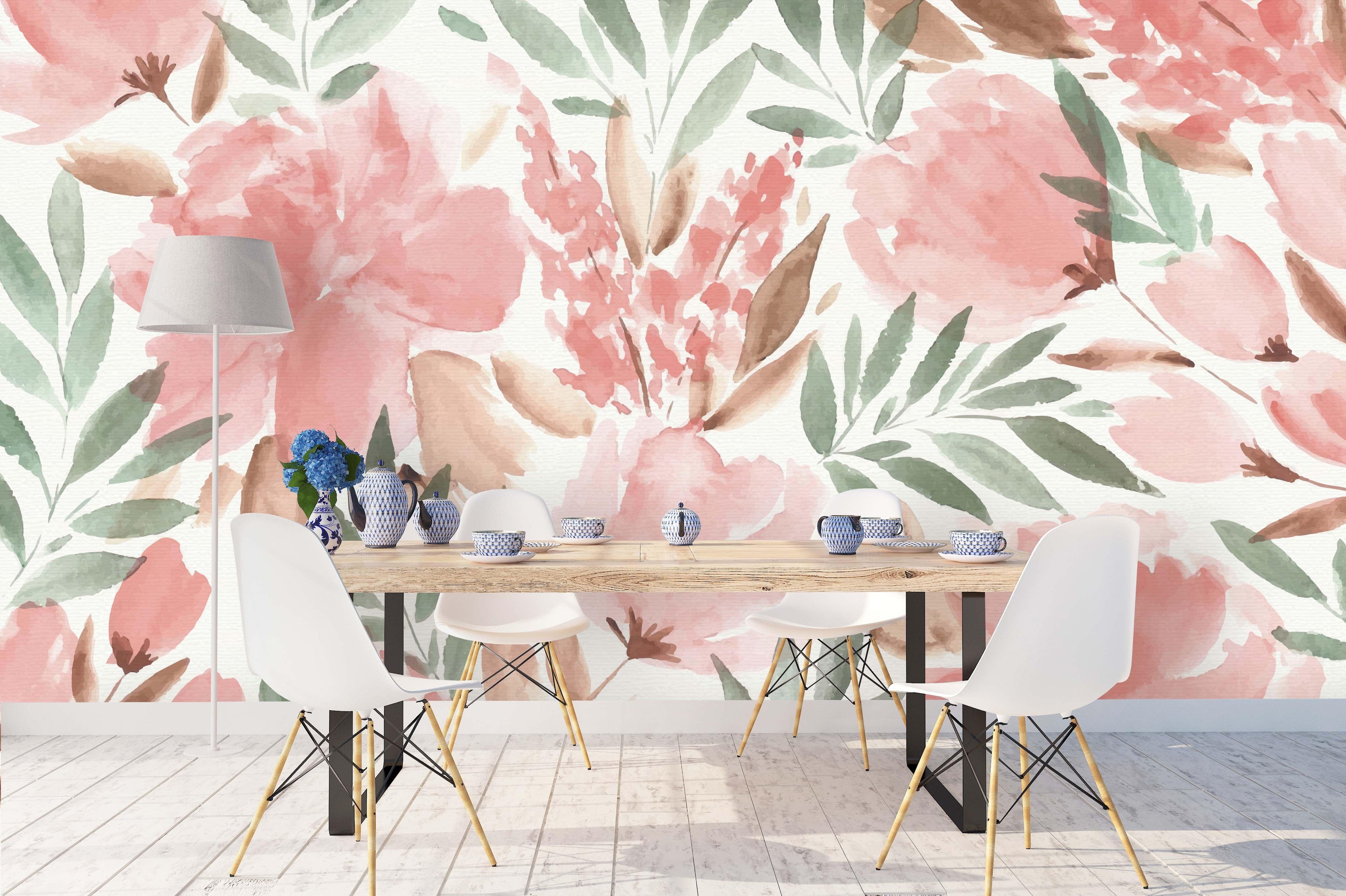 3D Watercolor Pink Floral Wall Mural Wallpaper 44- Jess Art Decoration