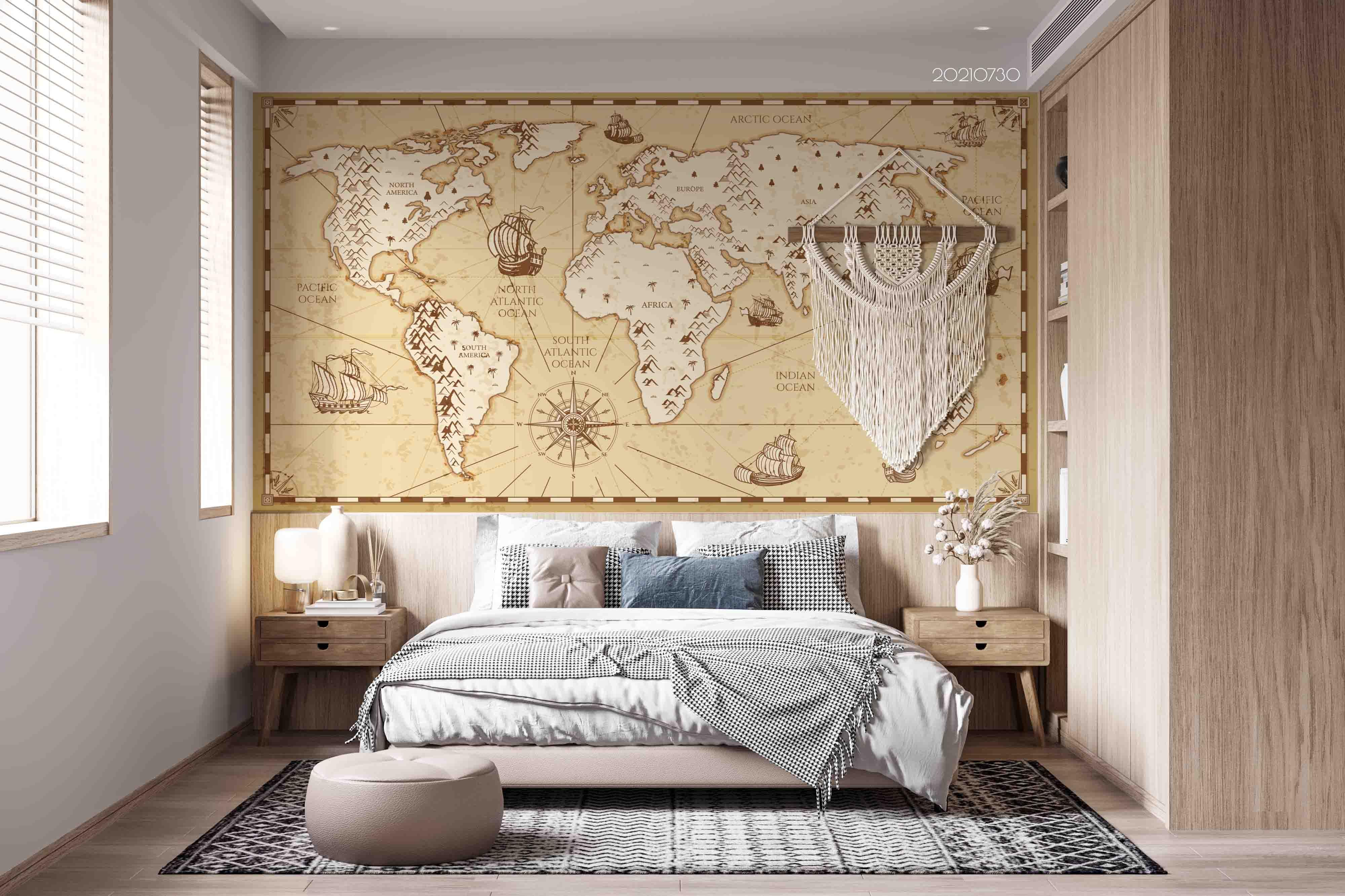 3D Vintage Old World Map Wall Mural Wallpaper SWW4476- Jess Art Decoration