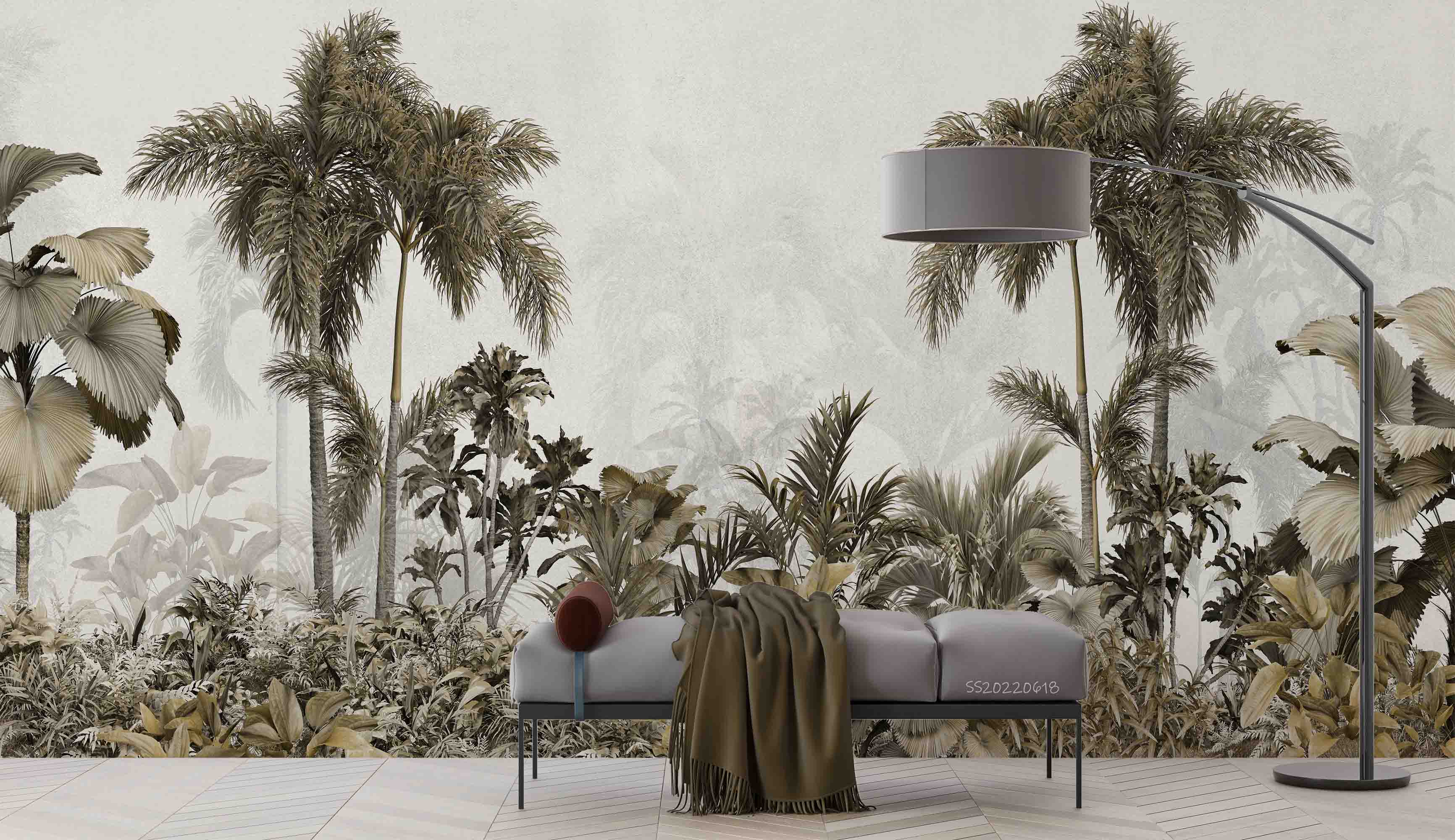 3D Vintage Tropical Palm Tree Wall Mural Wallpaper GD 764- Jess Art Decoration