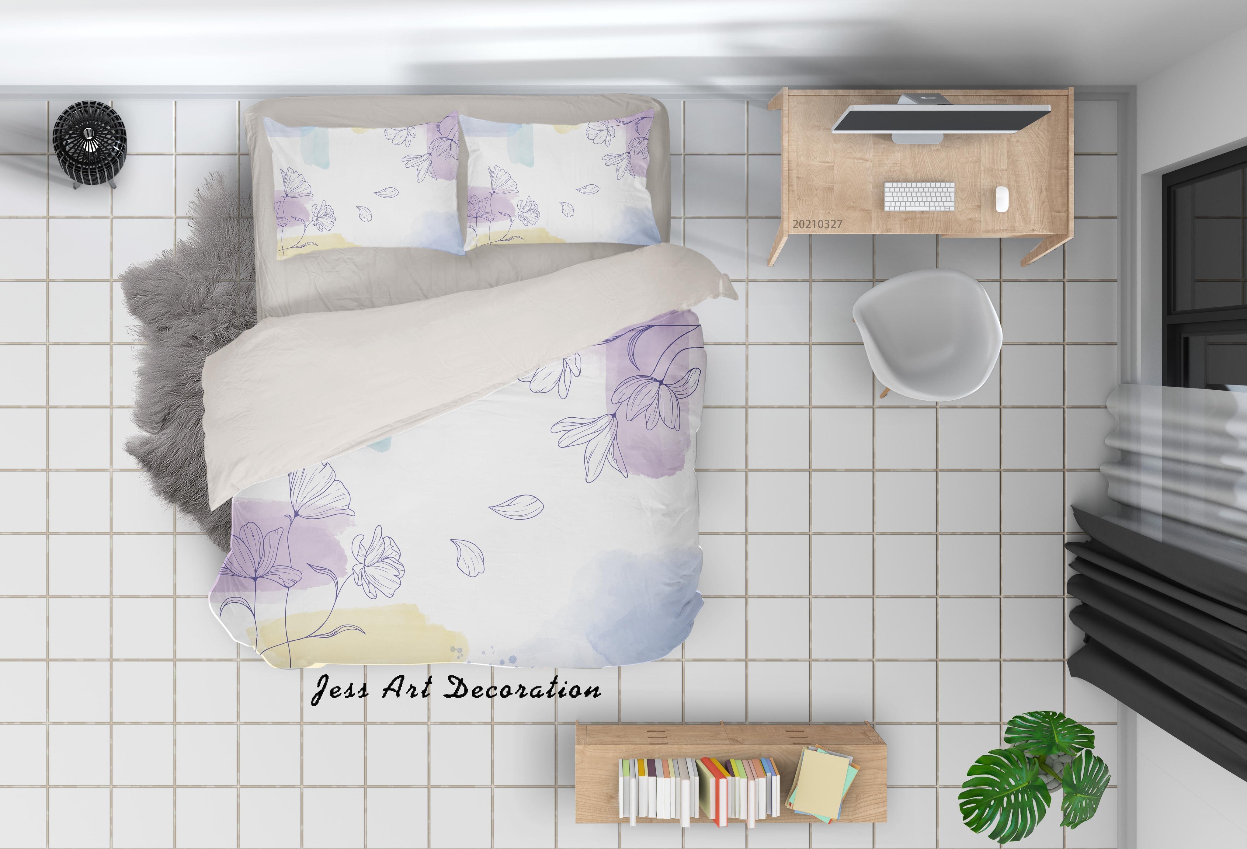 3D Watercolor Floral Quilt Cover Set Bedding Set Duvet Cover Pillowcases 44- Jess Art Decoration