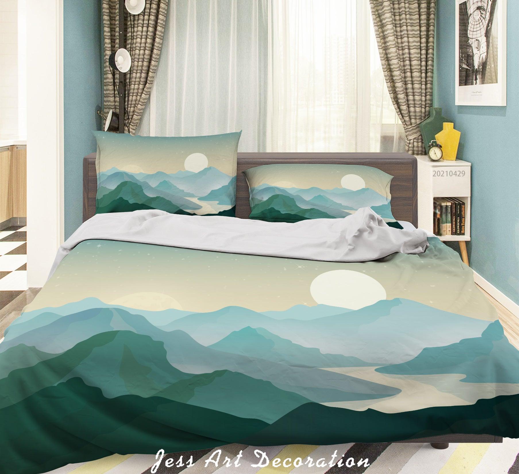 3D Watercolor Sun Mountains Quilt Cover Set Bedding Set Duvet Cover Pillowcases 170- Jess Art Decoration