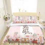 3D Cartoon Animal Pink Quilt Cover Set Bedding Set Pillowcases 70- Jess Art Decoration