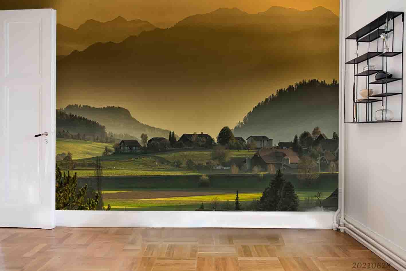 3D Green Mountain Forest Landscape Wall Mural Wallpaper LQH 93- Jess Art Decoration