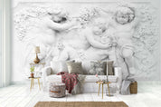 3D White Angel Sculpture Wall Mural Wallpaper 6- Jess Art Decoration
