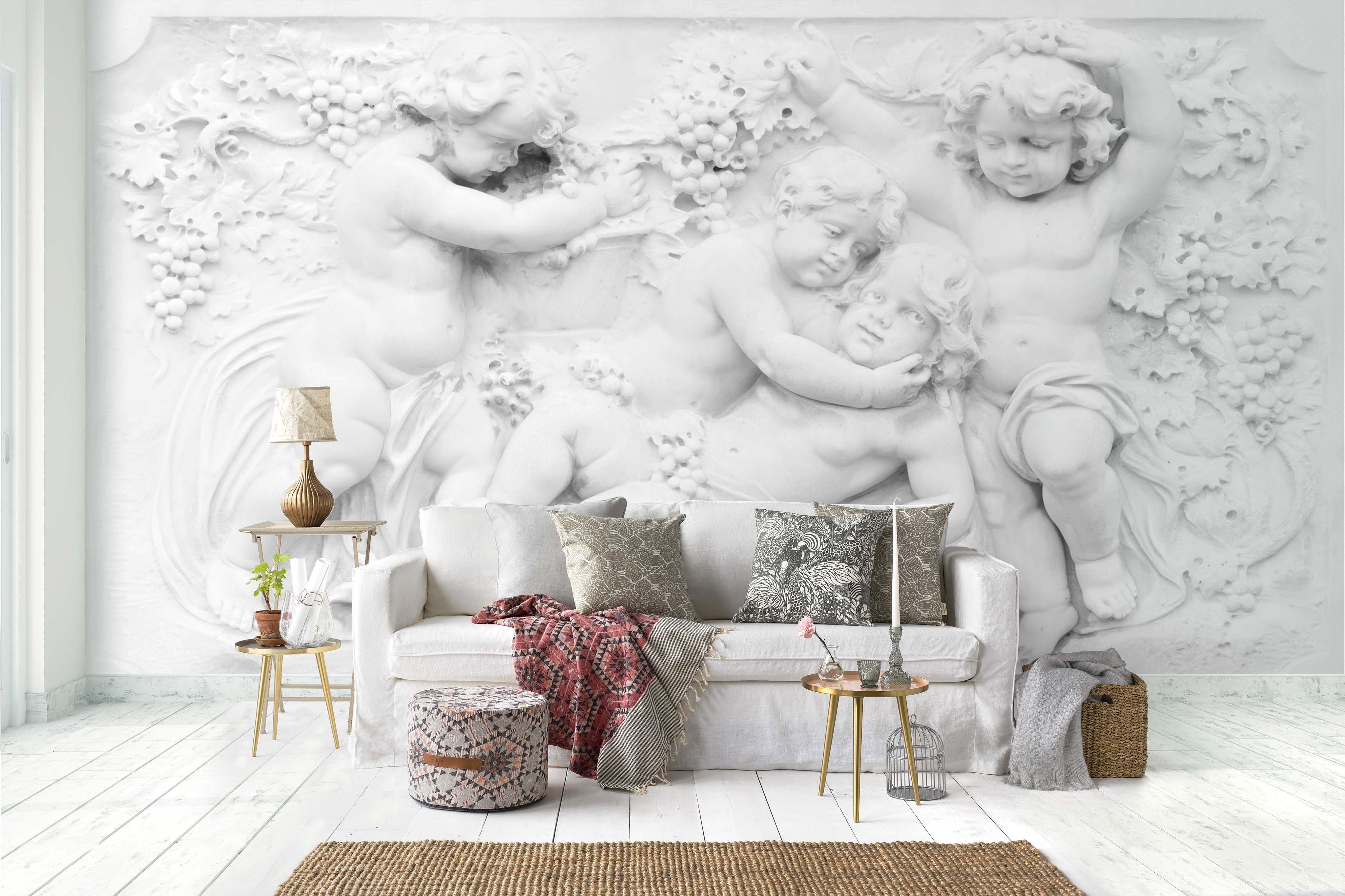3D White Angel Sculpture Wall Mural Wallpaper 6- Jess Art Decoration