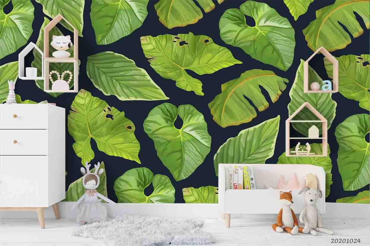 3D Tropical Leaves Plant Nature Wall Mural Wallpaper WJ 6834- Jess Art Decoration