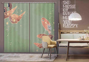 3D Hand Drawn Floral Leaf Bird Curtains and Drapes LQH 65- Jess Art Decoration