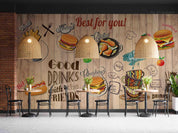 3D Fast Food Plank Background Pattern Wall Mural Wallpaper GD 3374- Jess Art Decoration