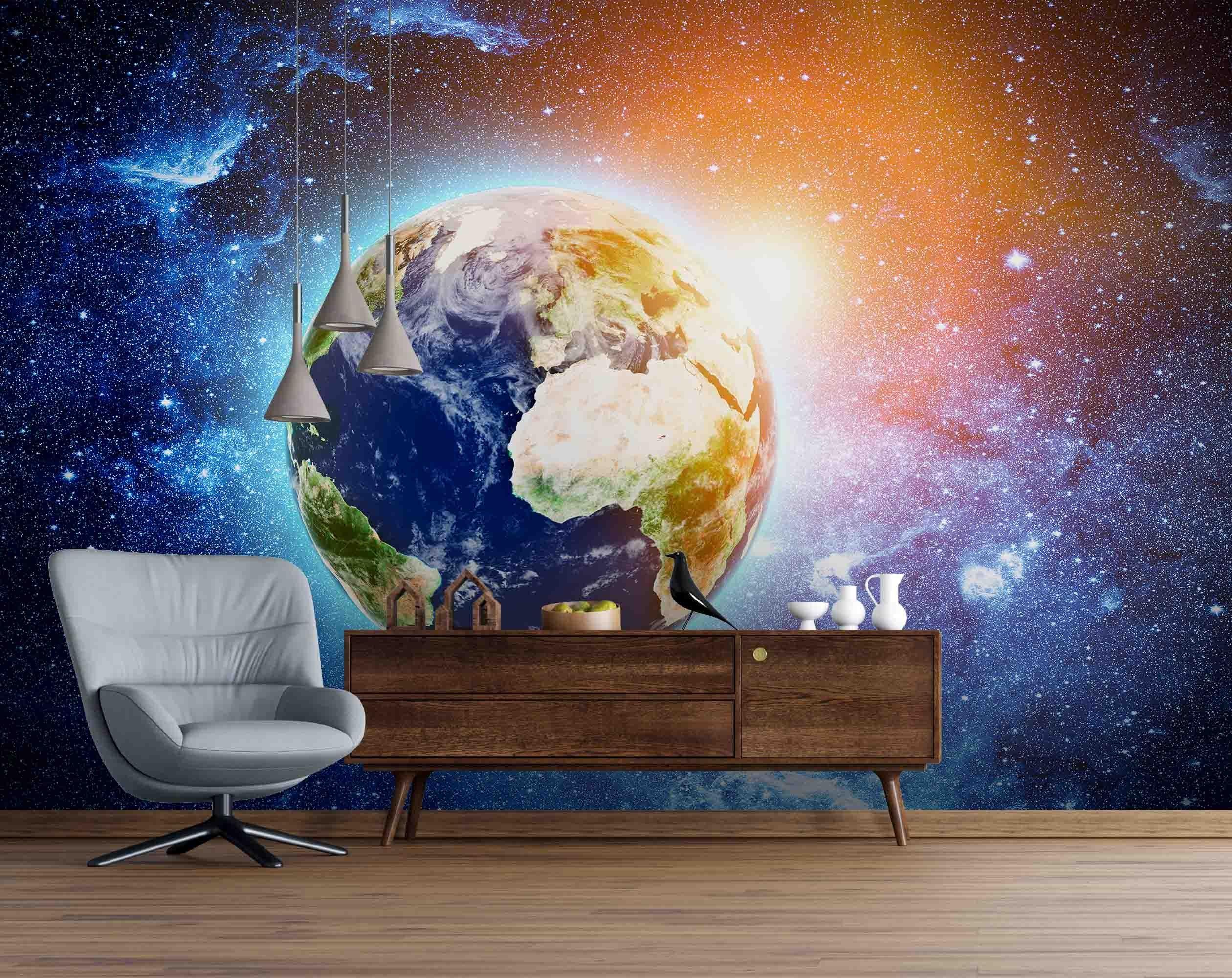 3D Blue Space Planet Wall Mural Wallpaper A243 LQH- Jess Art Decoration