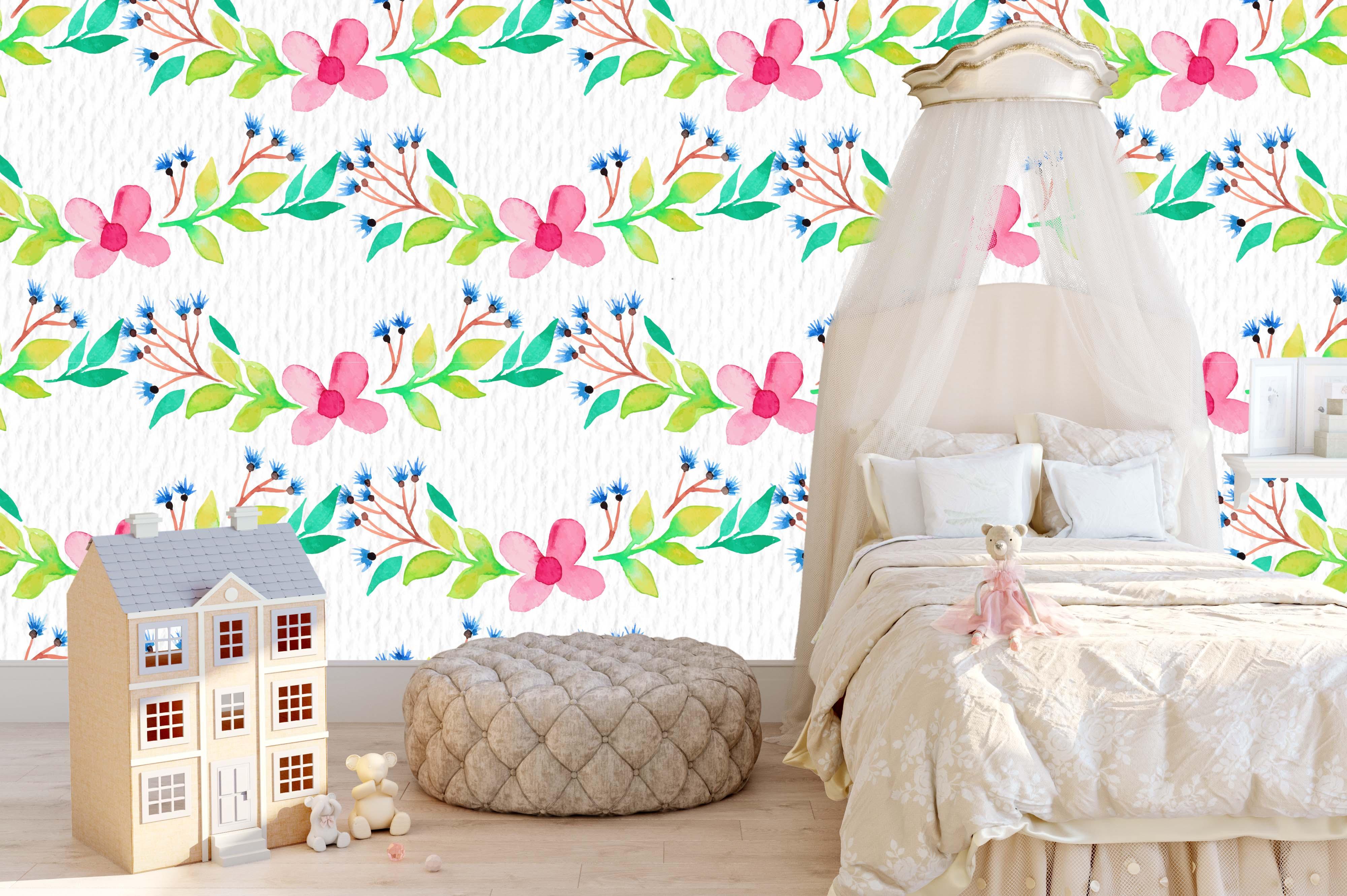 3D Pink Flowers Green Leaves Wall Mural Wallpaper 151- Jess Art Decoration