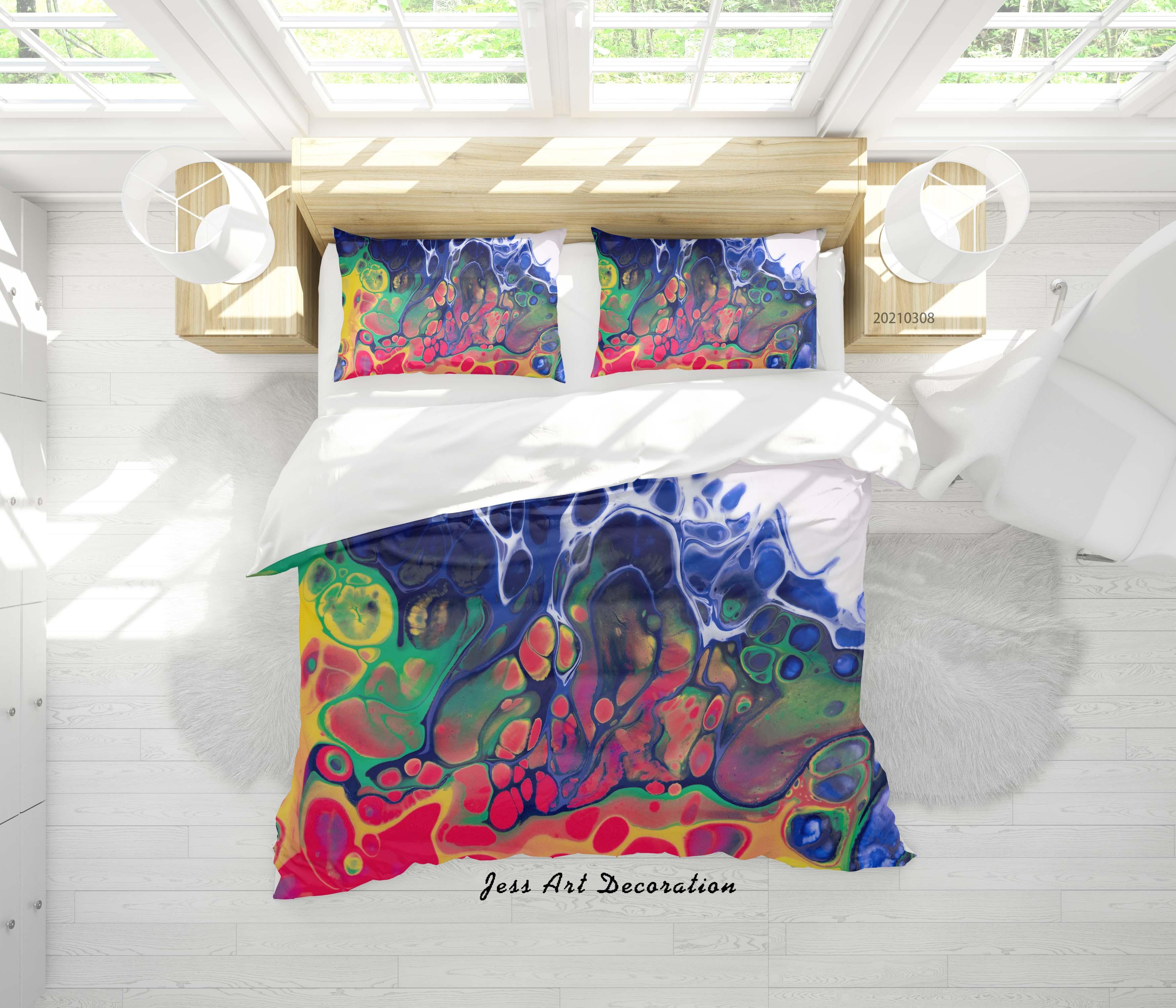 3D Abstract Colorful Marble Texture Quilt Cover Set Bedding Set Duvet Cover Pillowcases 259- Jess Art Decoration