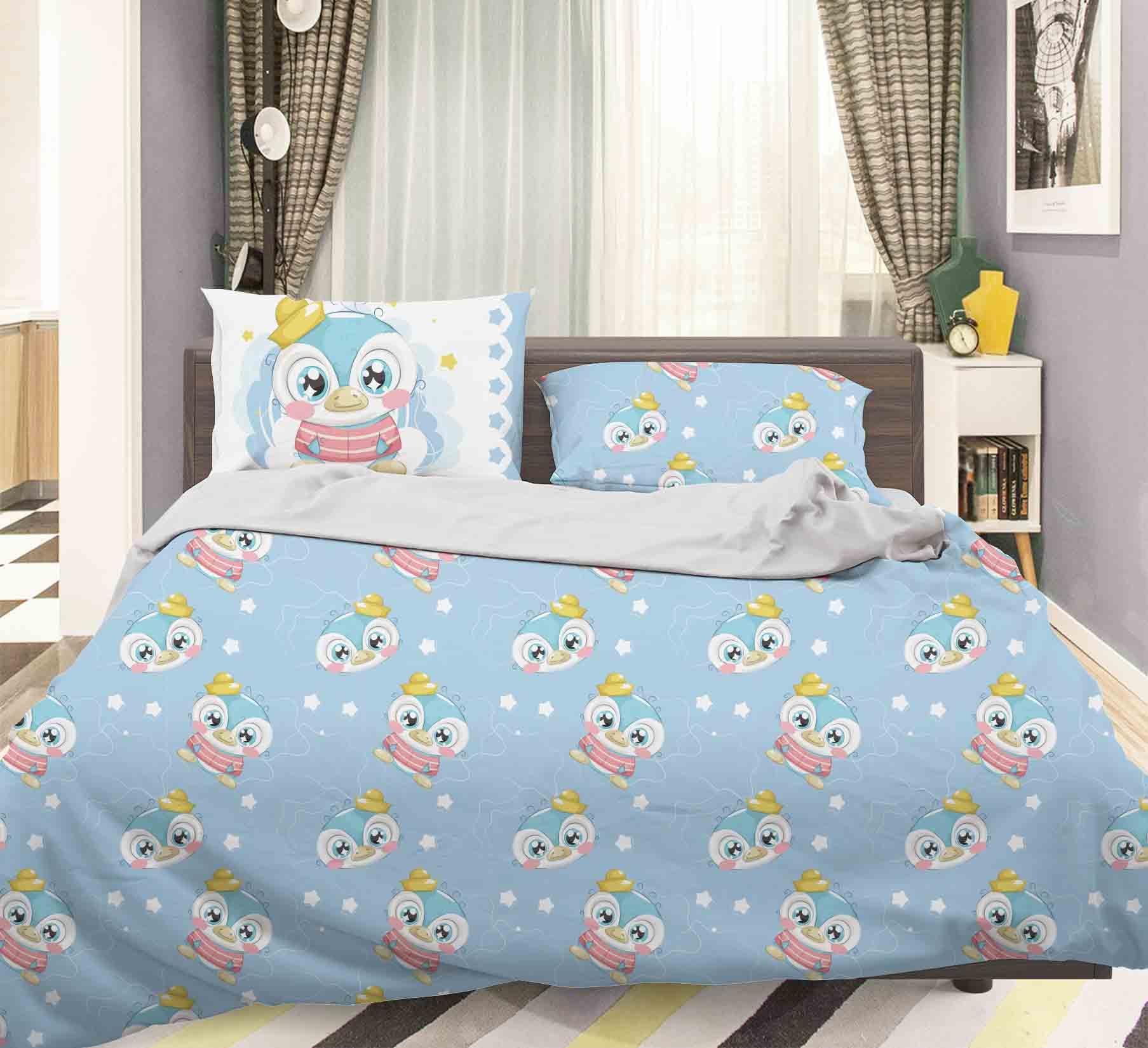 3D Blue Penguin Quilt Cover Set Bedding Set Pillowcases 65- Jess Art Decoration