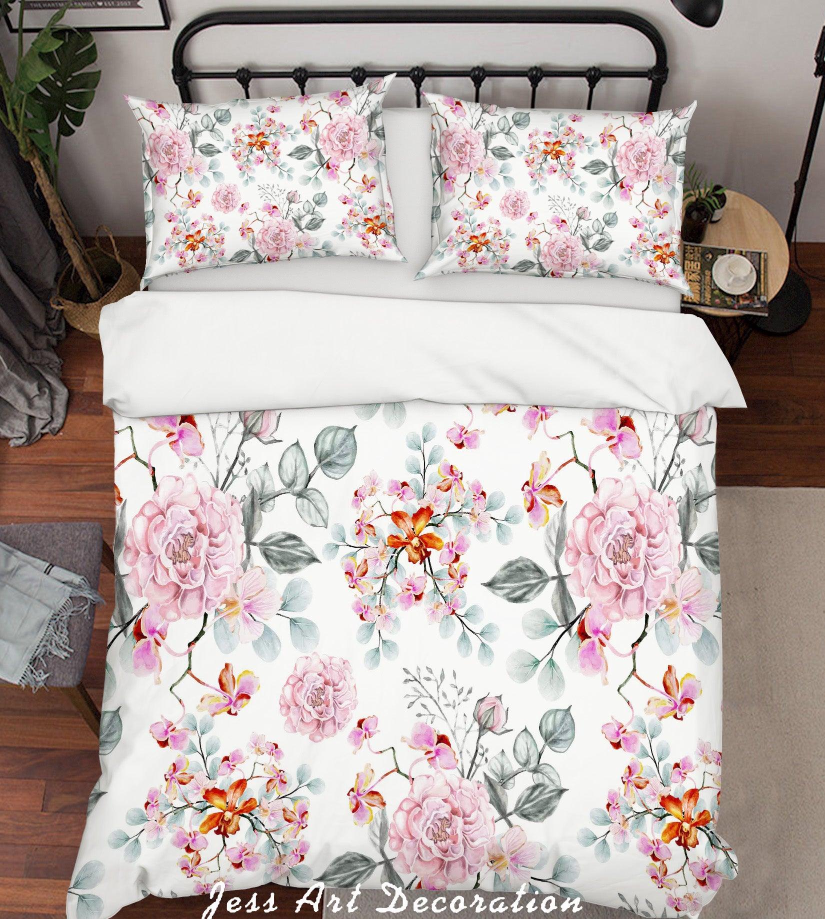3D Pink Floral Quilt Cover Set Bedding Set Pillowcases 38- Jess Art Decoration