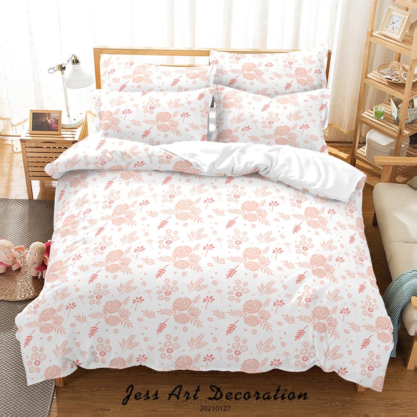 3D Watercolor Pink Floral Pattern Quilt Cover Set Bedding Set Duvet Cover Pillowcases 188- Jess Art Decoration