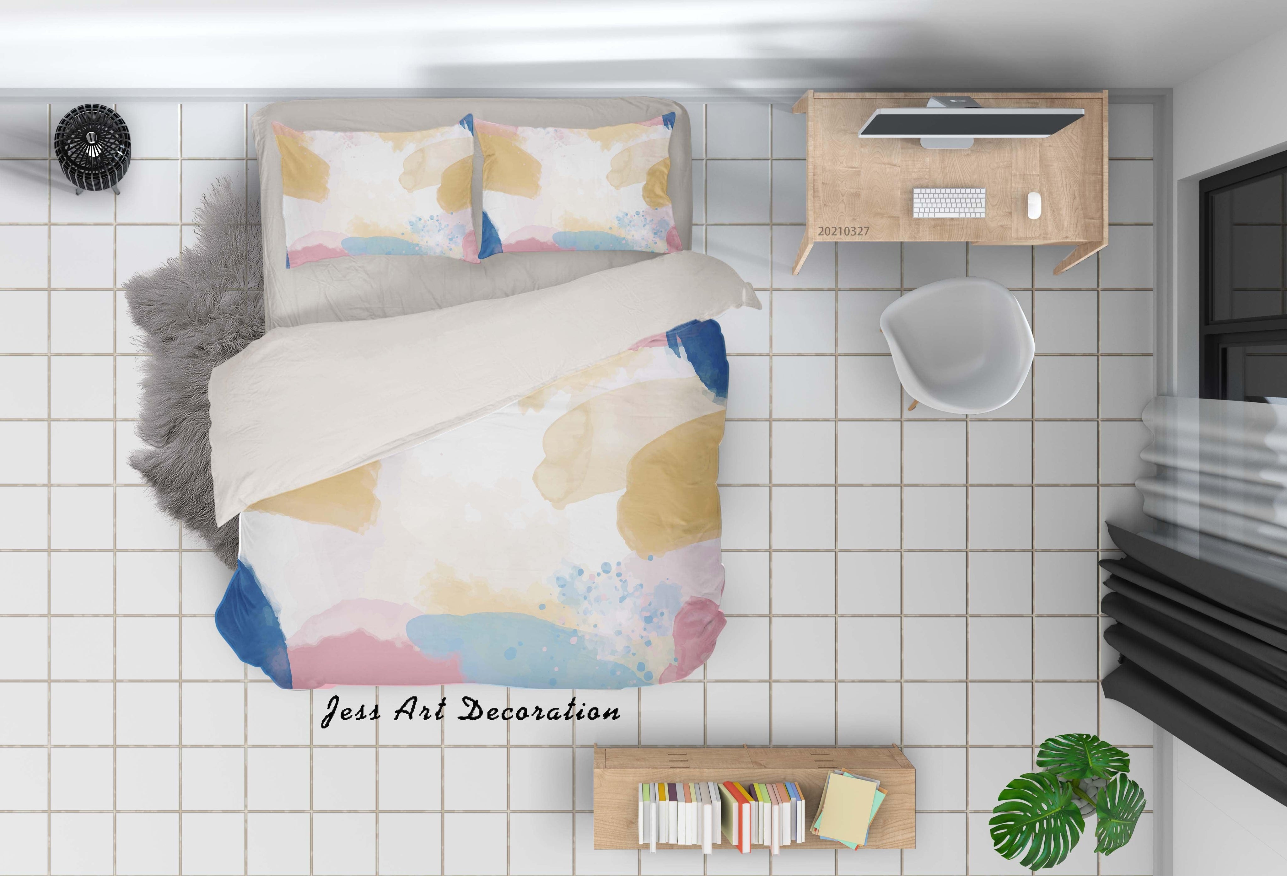 3D Watercolor Color Quilt Cover Set Bedding Set Duvet Cover Pillowcases 74- Jess Art Decoration