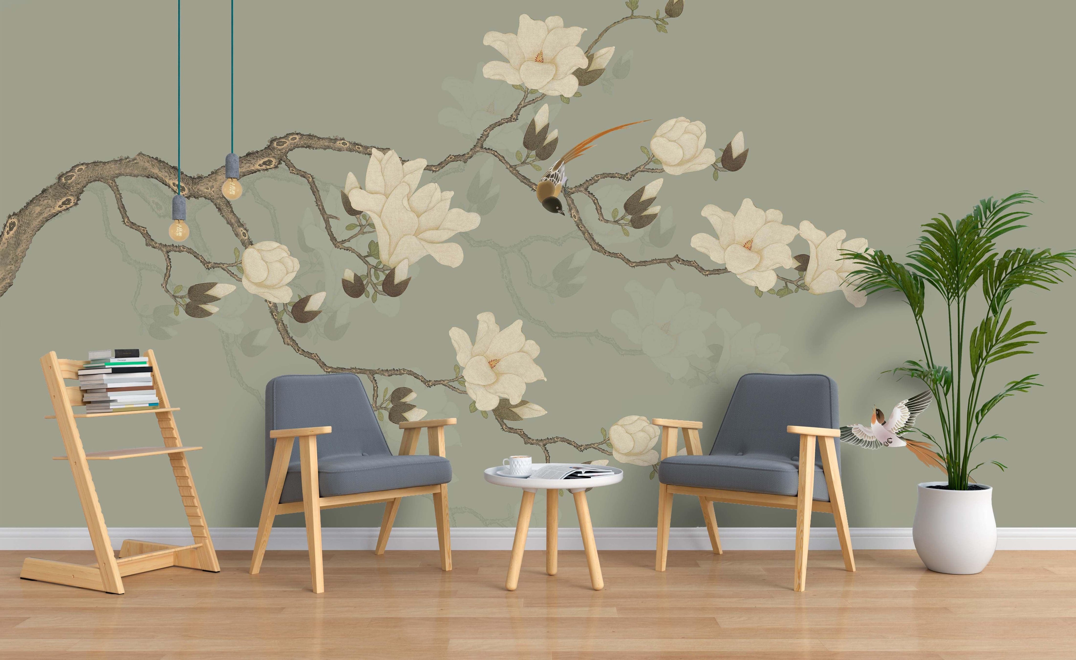 3D White Magnolia Floral Wall Mural Wallpaper 209- Jess Art Decoration
