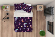 3D Cartoon Mermaid Purple Quilt Cover Set Bedding Set Pillowcases 57- Jess Art Decoration