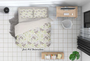3D White Green Floral Butterfly Quilt Cover Set Bedding Set Duvet Cover Pillowcases SF81- Jess Art Decoration