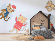 3D Cartoon Monkey Cat Bear Squirrel Animal Wall Mural Wallpaper LXL- Jess Art Decoration