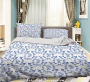 3D Blue Flowers Leaves Birds Pattern Quilt Cover Set Bedding Set Duvet Cover Pillowcases WJ 1373- Jess Art Decoration